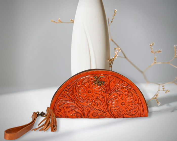 Tan Halfmoon Wristlet VIBY Leather Halfmoon Wristlet