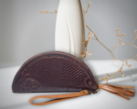 Tooled leather halfmoon wristlet, Vintage style leather, Boho style wristlet, Modern Western wear, Anniversary gift, Mother's day gift - Image 5