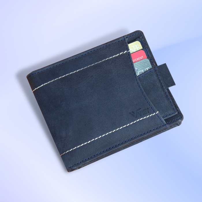 blue leather wallet