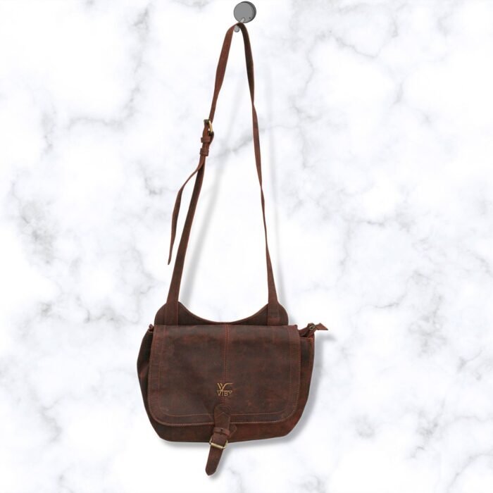 Viby Women's Vintage Genuine Vintage Hunter Leather Cross-body Sling Bag - Image 2