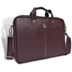 Cherry Brown Leather Laptop bag - Image 3