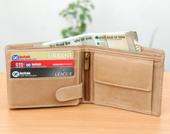 Soft Beige Genuine Leather Wallet for Men - Image 3