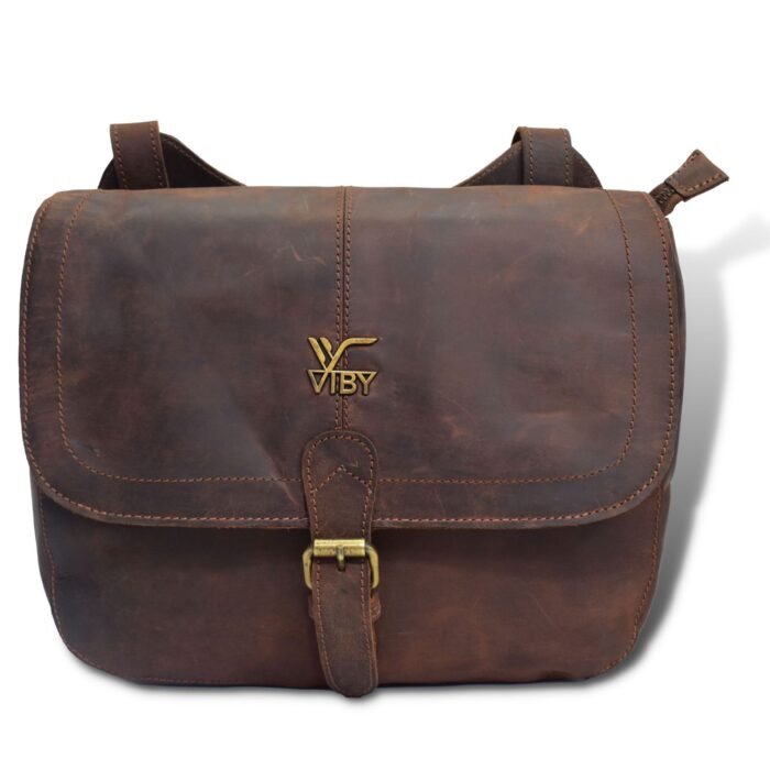 Viby Women's Vintage Genuine Vintage Hunter Leather Cross-body Sling Bag - Image 1