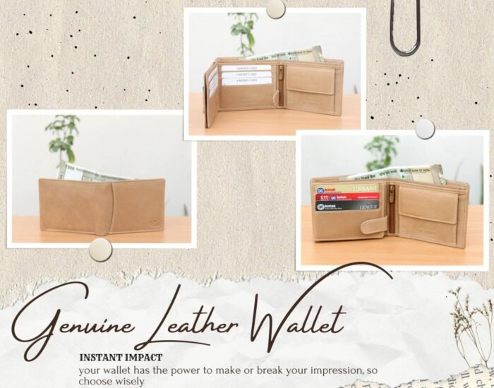 Soft Beige Genuine Leather Wallet for Men - Image 7