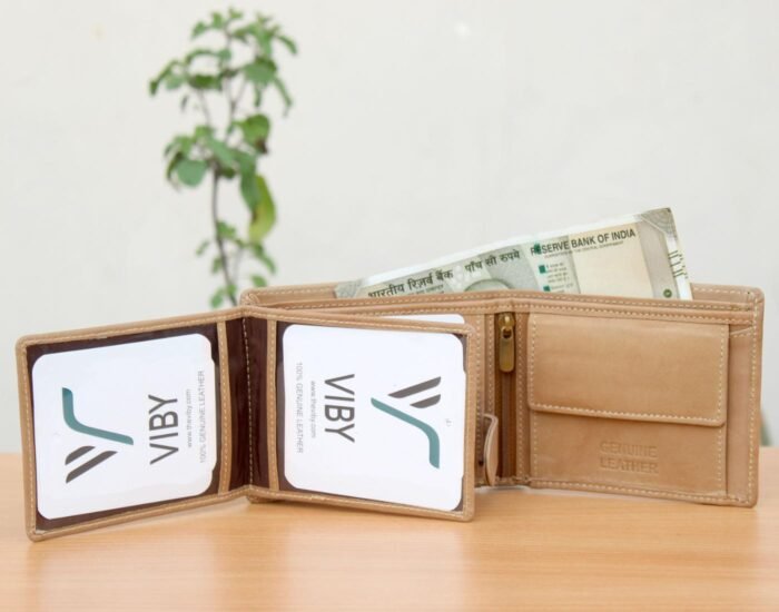 Soft Beige Genuine Leather Wallet for Men - Image 4