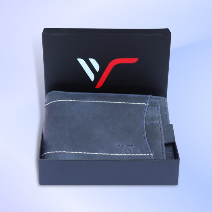 Viby Genuine Leather Wallet for Men with RFID Blocking (Blue) - Image 5