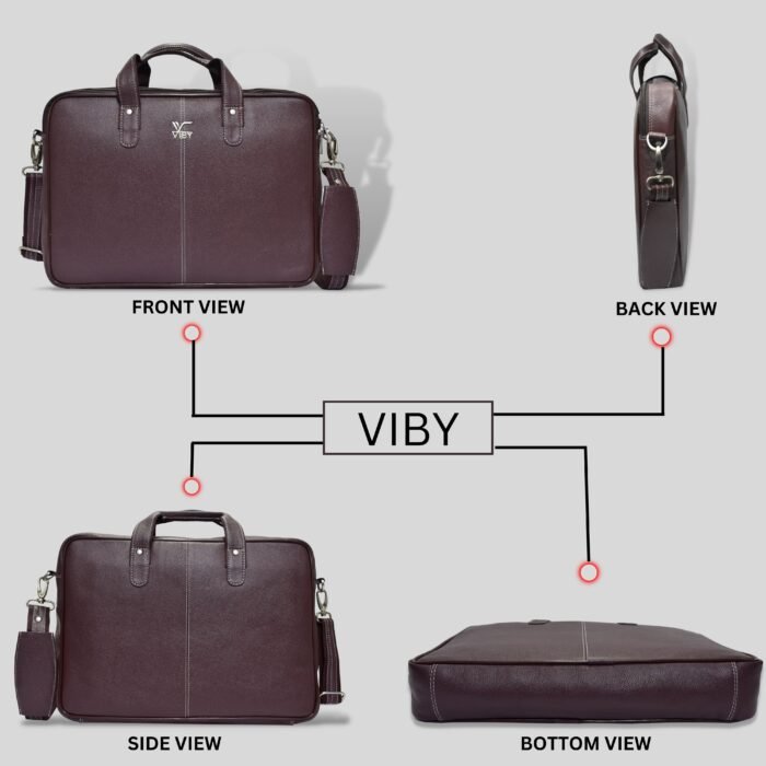 Cherry Brown Leather Laptop bag - Image 7