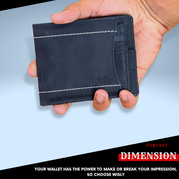 Viby Genuine Leather Wallet for Men with RFID Blocking (Blue) - Image 7