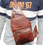 Crunch Genuine Leather Sling,Crossbody Bag for Men & Women - Image 3