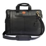 BLACK GENUINE LEATHER LAPTOP BAG