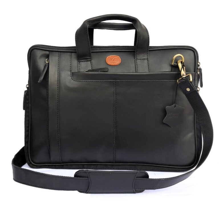 71 BLACK GENUINE LEATHER LAPTOP BAG - Image 1
