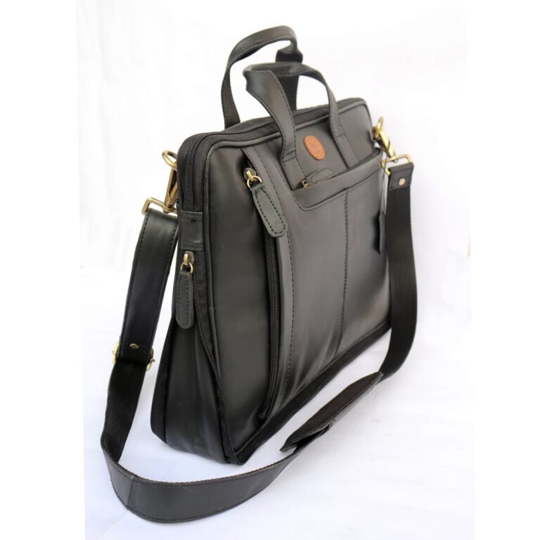 BLACK GENUINE LEATHER LAPTOP BAG - Image 2