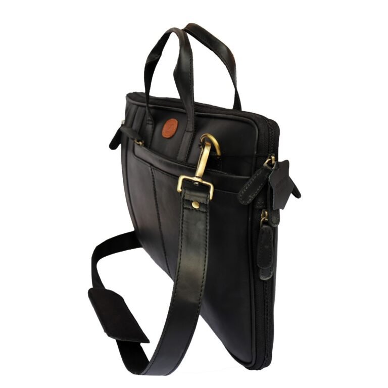 BLACK GENUINE LEATHER LAPTOP BAG - Image 5